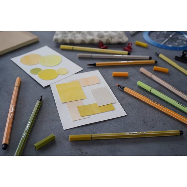 Etui carton de 65 feutres de dessin STABILO Pen 68 ARTY - pointe moyenne
