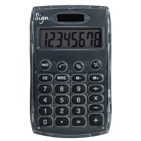 photo-Calculatrice de poche - Noir - Energie solaire - 8 chiffres - Sign