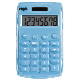 photo-Calculatrice de poche - Bleu - Energie solaire - 8 chiffres - Sign