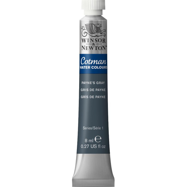photo-Tube de peinture aquarelle fine - Gris de Payne - Cotman - Winsor & Newton - 8ml