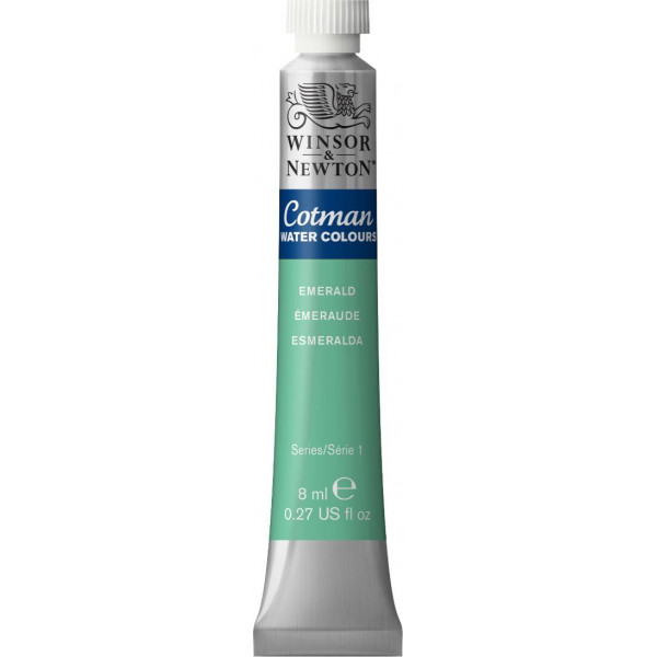 photo-Tube de peinture aquarelle fine - Vert émeraude - Cotman - Winsor & Newton - 8ml