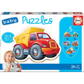 photo-Puzzle - 5 pièces - Bébé dès 2 ans - Camion - Tracteur - Bus - Moto - Educa