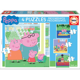 photo-Puzzle - Enfant - Dès 3 ans - 4 modèles - Peppa Pig et sa famille - Educa