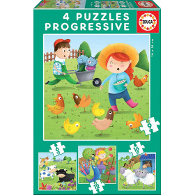 photo-Puzzle - Enfant - Dès 3 ans - 4 modèles - Les animaux de la ferme - Educa