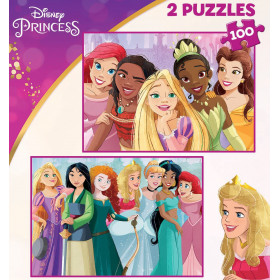 Puzzle - Princesses Disney - 2x100 pièces - Enfant - Dès 6 ans - 2 modèles