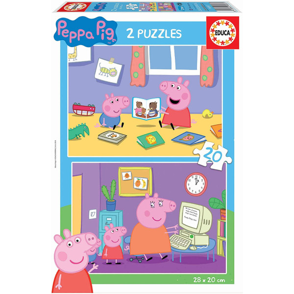 photo-Puzzle en bois - Peppa Pig à la maison - 2 x 20 pièces - Dès 3 ans - Educa