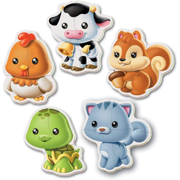 Puzzle - 5 pièces - Bébé dès 2 ans - Animaux - Chat - Poule - Vache - Educa