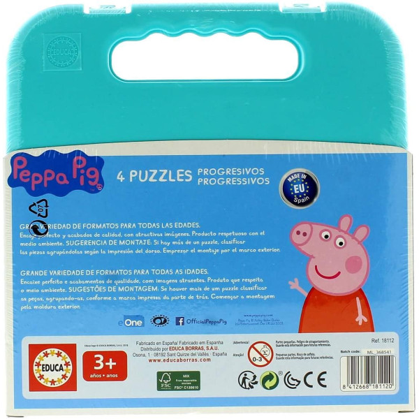 Malette de jeux - Peppa Pig - 4 puzzles - 6/9/12/16 pièces - Dès 3 ans