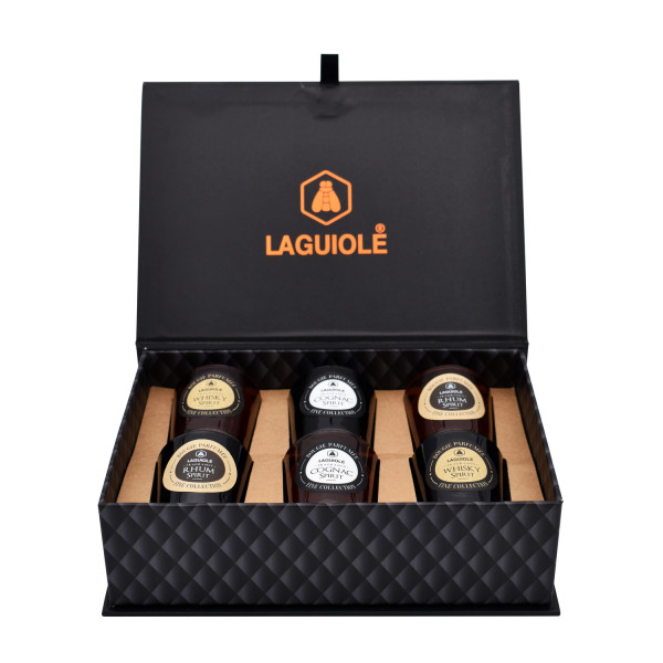 photo-Bougies parfumées - Senteur whisky cognac et rhum - Coffret de 6 bougies - Laguiole