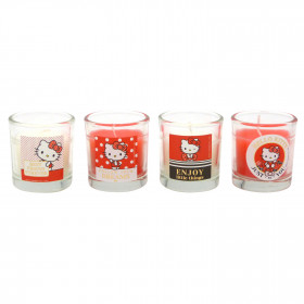 Bougies parfumées - Vanille et fraise - Coffret de 4 bougies - Hello Kitty