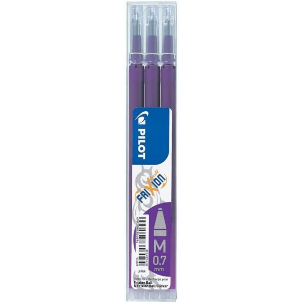 photo-Lot de 3 recharges FriXion pointe moyenne 0,7mm violet Pilot