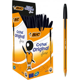 photo-Boîte de 50 stylos - BIC - Noir - Cristal Original Fine