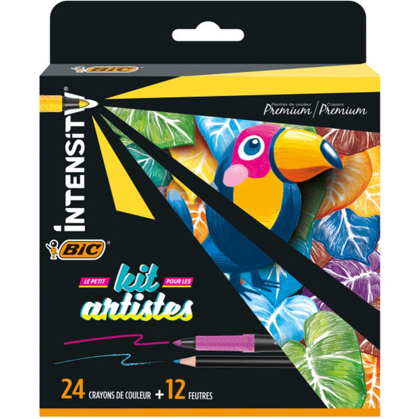 photo-Coffret - BIC - 24 crayons de couleur - 12 feutres - Kit pour artistes