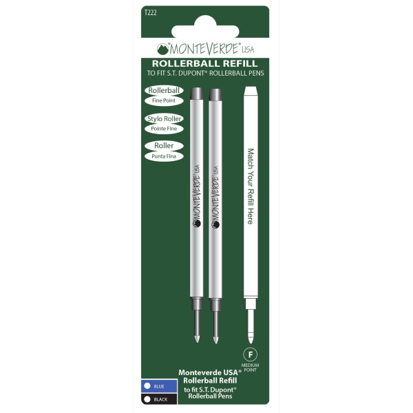 Recharges pour stylo roller - Dupont - Bleu - Pointe fine - Lot de 2 recharges