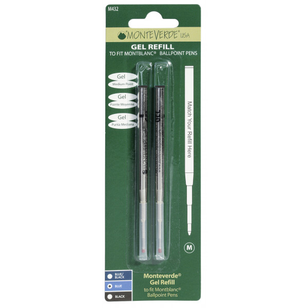 Recharges pour stylo gel - Montblanc - Noir - Pointe moyenne - Lot de 2 recharges