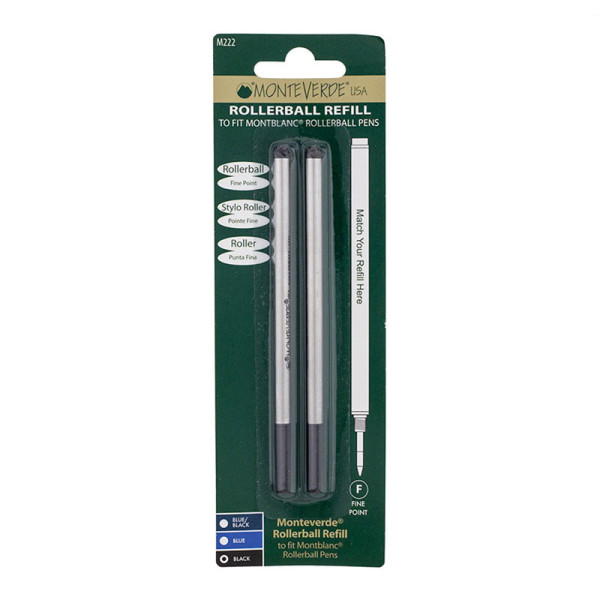 Recharges pour stylo roller - Montblanc - Noir - Pointe fine - Lot de 2 recharges