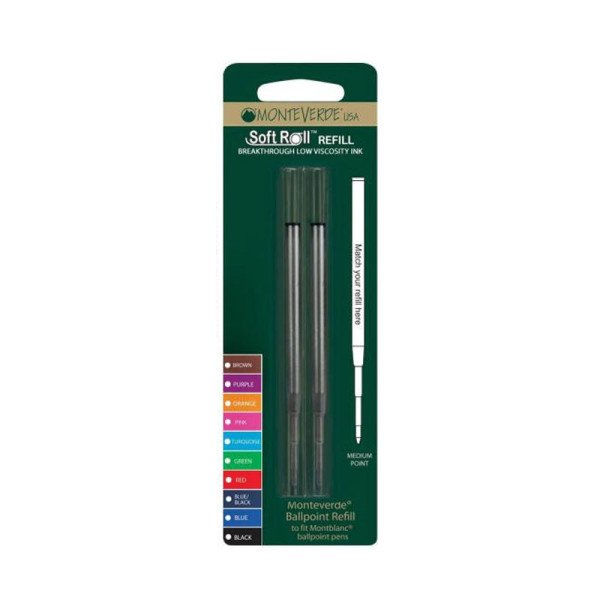 Recharges pour stylo bille - Montblanc - Noir - Pointe large - Lot de 2 recharges