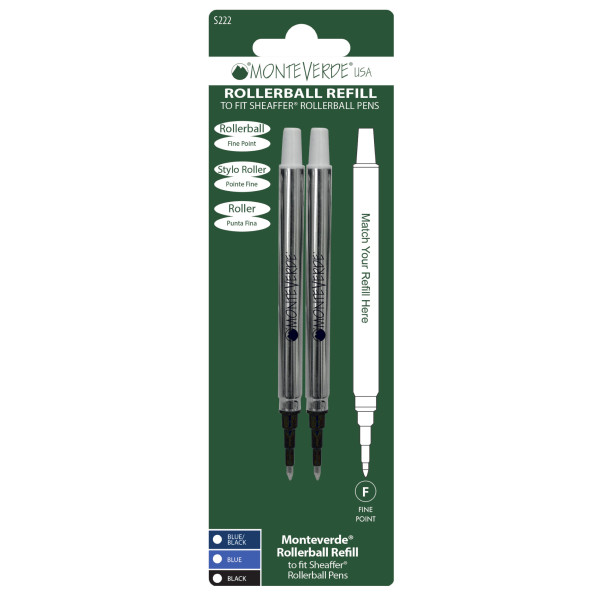 Recharges pour stylo roller - Shaeffer - Noir - Pointe fine - Lot de 2 recharges