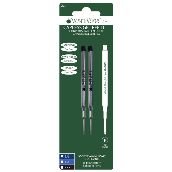 Recharges pour stylo gel - Sheaffer - Noir - Pointe fine - Lot de 2 recharges