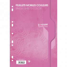 photo-Feuilles simples - A4 - Petits carreaux - Rose - Perforées - 100 feuilles - 80g