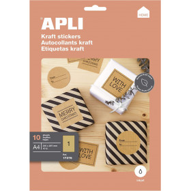 photo-Etiquettes - A4 - Papier kraft - Autocollant - Pochette de 10 planches - Apli