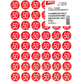 photo-Etiquettes - Remise -50% - Ronde - Rouge - Pour magasin - 24mm diamètre