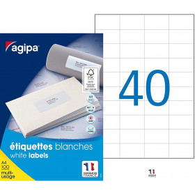 photo-4000 Étiquettes Blanches - A4 - 52,5x29,7mm - Agipa 100984