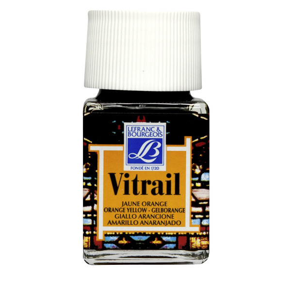 photo-Peinture vitrail - Lefranc Bourgeois - Jaune orange - Flacon de 50ml