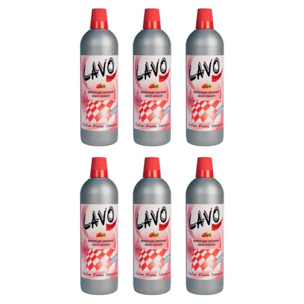 photo-Lot de 6 bidons de nettoyant Odorant Multi-Usages Fraise 1L - Lavo Fruit