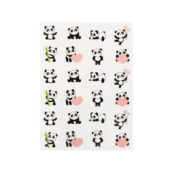 photo-Gommettes - Panda - Petit panda - Cœur - 48 pièces