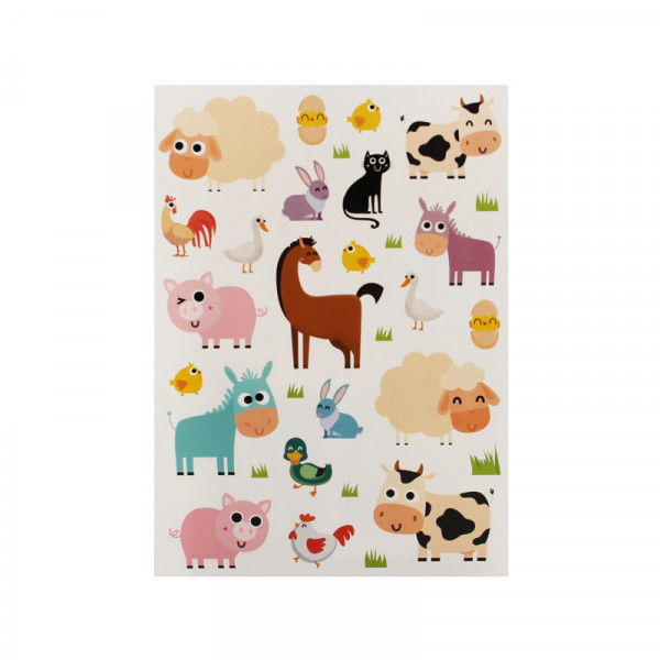 photo-Gommettes - Les animaux de la ferme - Cochon - Mouton - Poule - 62 pièces