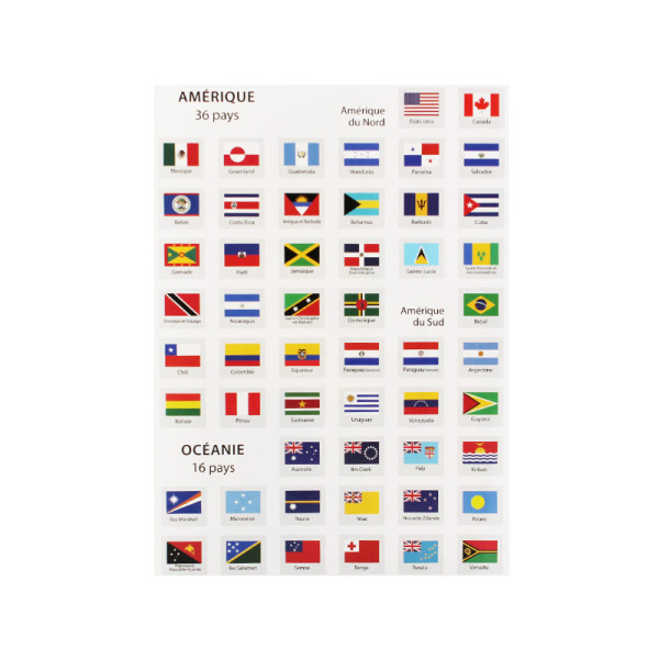 Gommettes - Les drapeaux - Drapeaux des pays du monde - 214 pièces