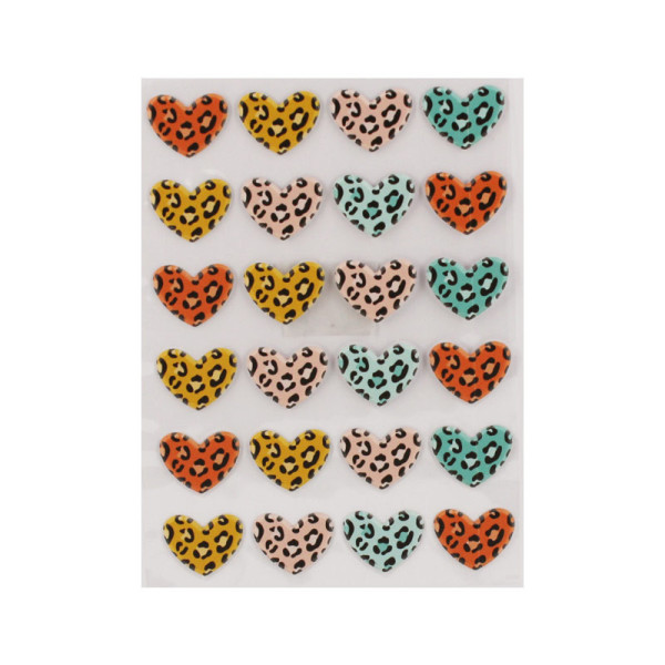 photo-Stickers 3D - Cœurs avec motifs léopard - 24 stickers
