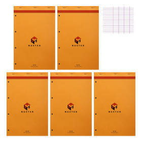 photo-Lot de 5 blocs notes - A4 + - 21x 31,8cm - Grands Carreaux - 80 feuilles - Master
