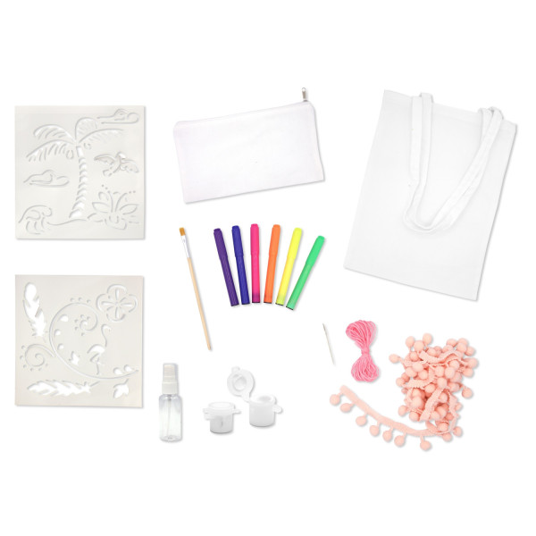 Kit créatif - Customise un sac et une trousse en coton - A partir de 6 ans