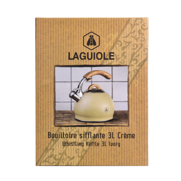 Bouilloire sifflante beige Laguiole capacité de 3L