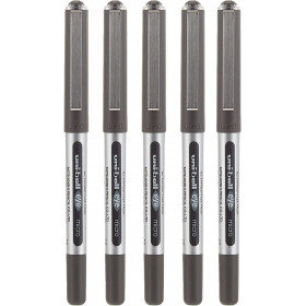 photo-Lot de 5 stylos roller noir Uni Ball EYE pointe fine 0,5mm