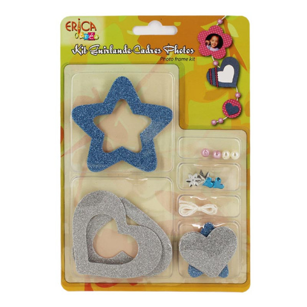 photo-Kit loisirs créatifs - Cadre photo - Scrapbooking - Bleu - Embellisements