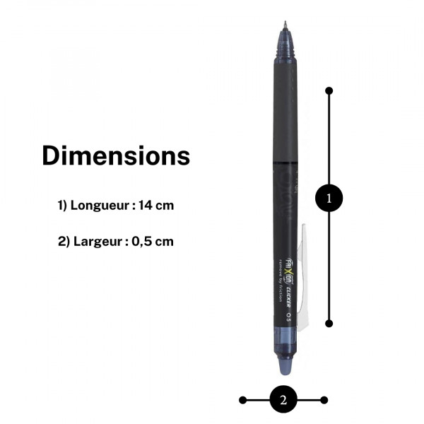 Stylo FriXion Pilot Point Clicker - Noir - Rétractable - Pointe fine 0,5 mm