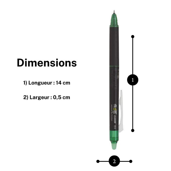 Stylo FriXion Pilot Point Clicker - Vert - Rétractable - Pointe fine 0,5 mm