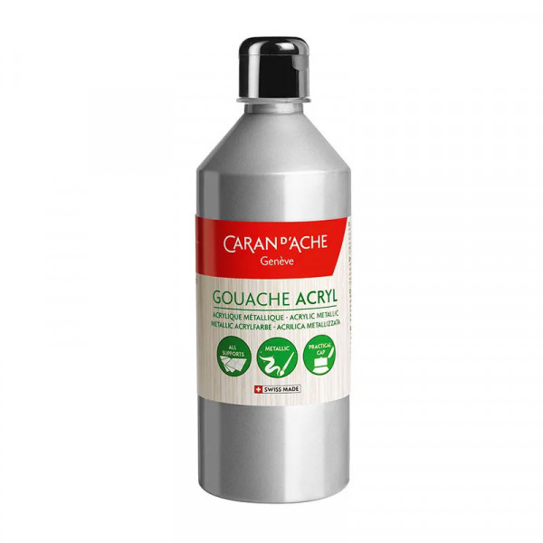 photo-Peinture gouache - Argent - Métallique - 500ml - Carand'Ache - Gouache Eco