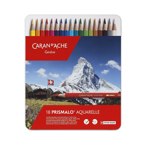 photo-18 crayons de couleur - Aquarelle - Carand'Ache - Prismalo - Assortiment