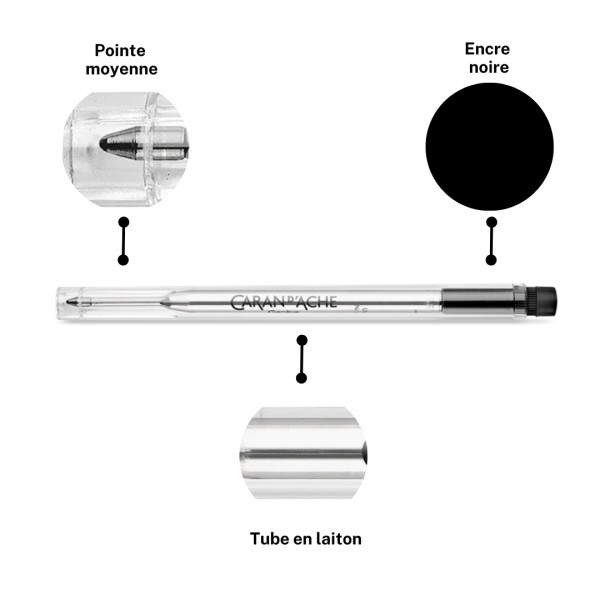 Recharge - Cartouche - Stylo à bille - GOLIATH - Caran d'Ache - Noir - Pointe M