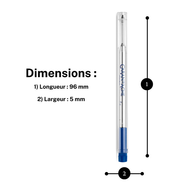 Recharge - Cartouche - Stylo à bille - GOLIATH - Caran d'Ache - Bleu - Pointe fine