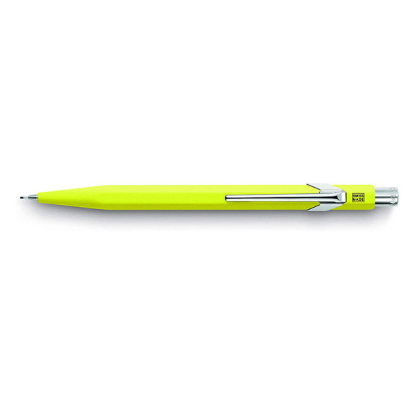 photo-Porte-mines - Métal - Jaune fluo - Mine de 0,7mm - Rechargeable - Carand'Ache 849