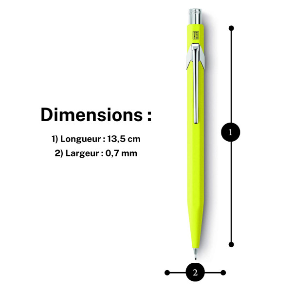Porte-mines - Métal - Jaune fluo - Mine de 0,7mm - Rechargeable - Caran d'Ache 849