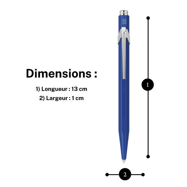 Stylo à bille - Bleu - Métal - Pointe moyenne - Caran d'Ache - 849