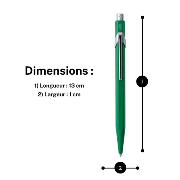 Stylo à bille - Vert - Métal - Pointe moyenne - Caran d'Ache - 849