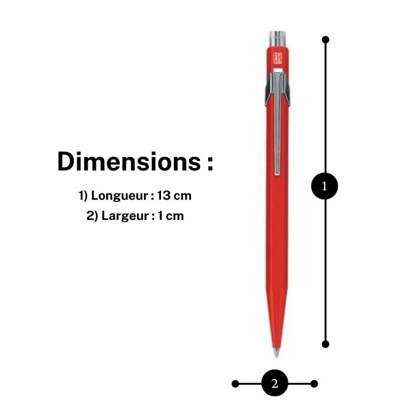 Stylo à bille - Rouge - Métal - Pointe moyenne - Caran d'Ache - 849