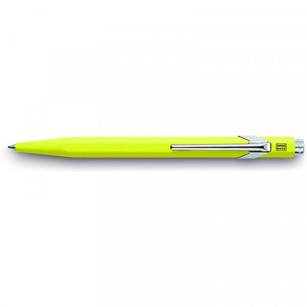 photo-Stylo à bille - Jaune fluo - Métal - Encre bleue - Pointe moyenne - Carand'Ache - 849